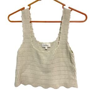 Bohme Women's Nylon Blend Cream Knit Cropped Tank Scallop Hem Size Small